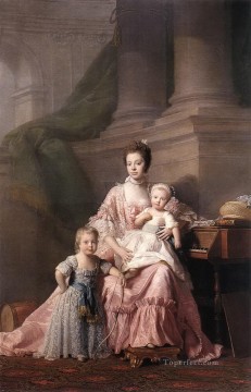 two boys singing Painting - queen charlotte with her two children Allan Ramsay Portraiture Classicism